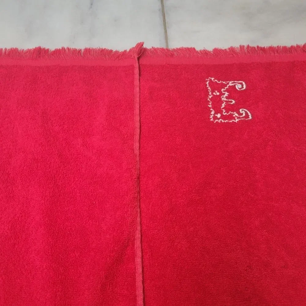Cannon Red Embroidered Holiday NOEL Bath Hand Towels Set of 4